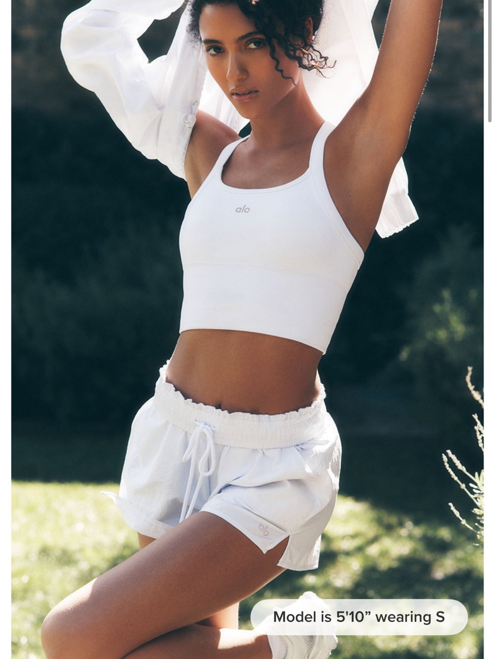 ALO Yoga White Ribbed Longline Strappy Sports Bra - Picture 3 of 3
